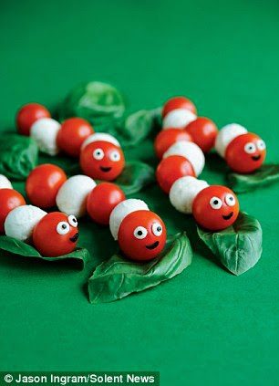Tomato Mozzarella Caterpillars