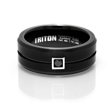 Sleek, Black Tungsten Carbide Ring by Triton