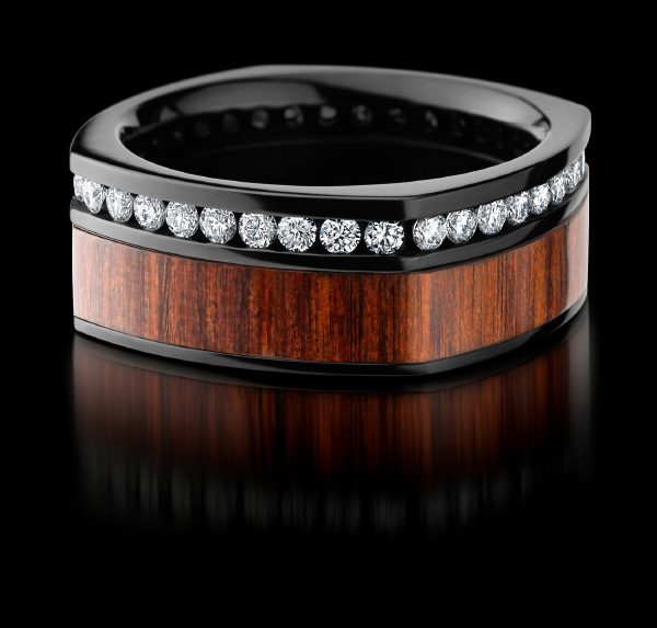 BLACK ZIRCONIUM COCOBOLO DIAMOND RING