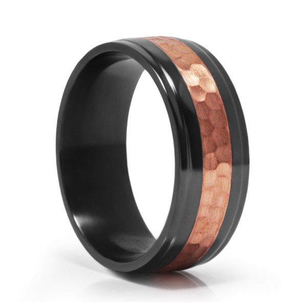 BLACK ZIRCONIUM & HAMMER COPPER RING