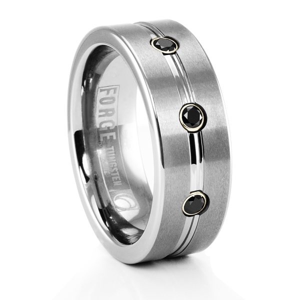 TUNGSTEN & BLACK DIAMOND RING