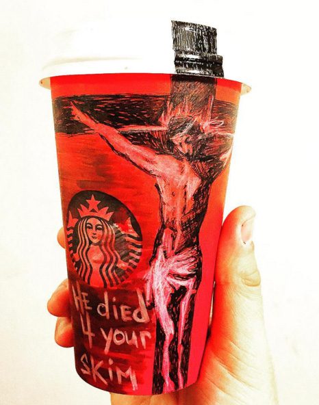 Modified starbucks christmas cup by Instagram user