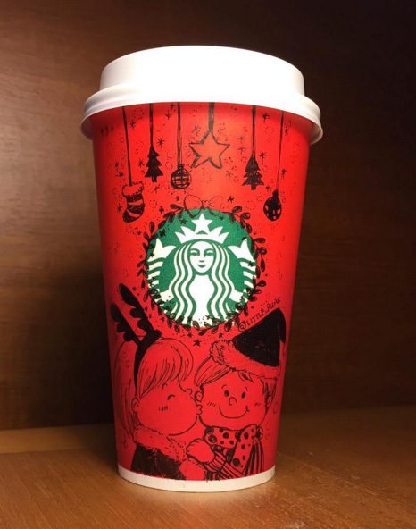 Modified starbucks christmas cup by Instagram user
