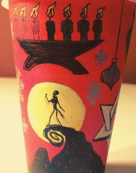 Modified starbucks christmas cup by Instagram user