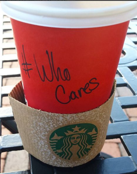 Modified starbucks christmas cup by Instagram user