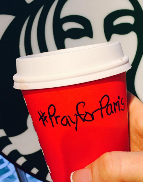Modified starbucks christmas cup by Instagram user