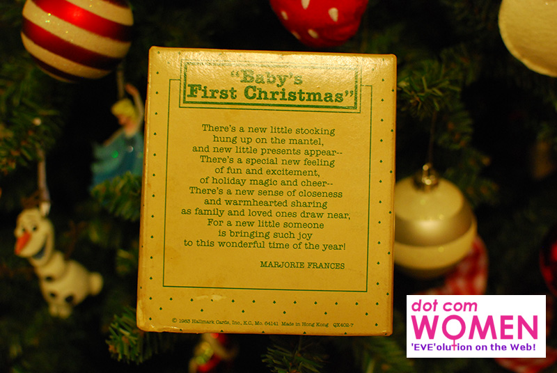 Baby's First Christmas - Poem by Marjorie Frances - on the back of Vintage Hallmark Ornament