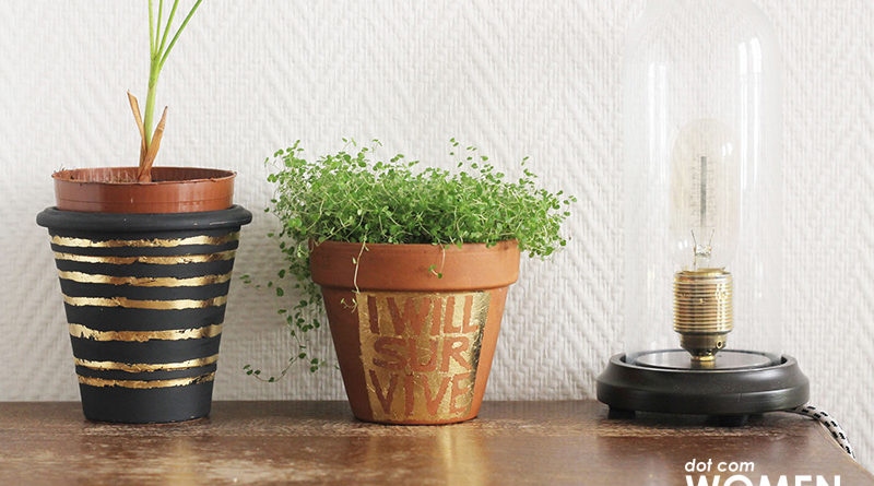 Quick & Easy - DIY Gold Leaf Lettering Planters