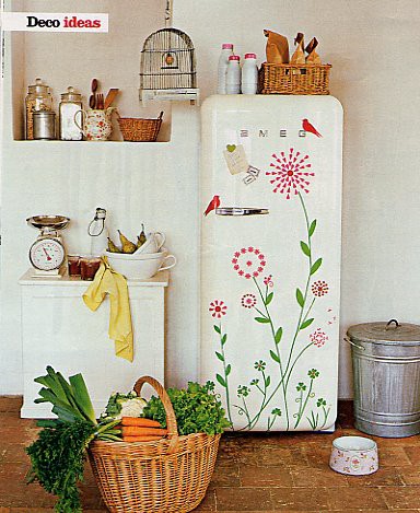 Removable Stickers or Wall Decals - DIY Fridge Makeover Ideas
