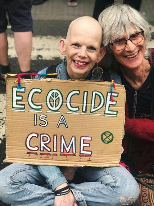 Extinction Rebellion Protestors - Author couple Sue and Leslie