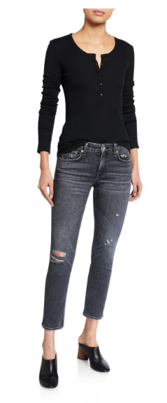 Rag and Bone gray cropped boyfriend jeans