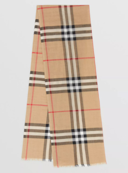 Burberry Beige Cashmere Giant Check Scarf