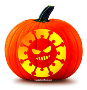 Evil Face Coronavirus Pumpkin Carving Pattern