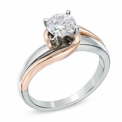 Two-tone solitaire engagement rings