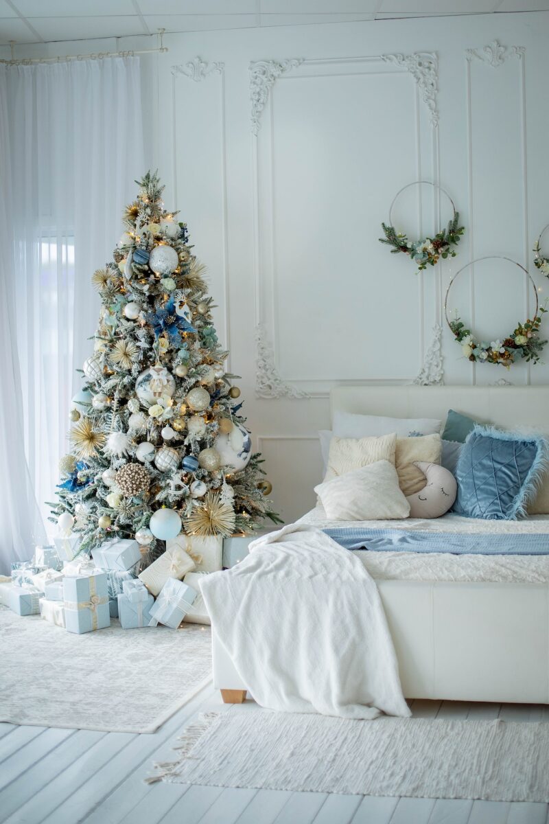white blue christmas tree