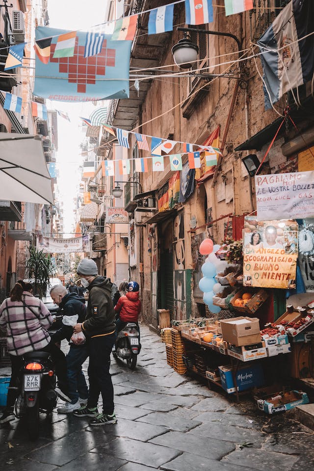 Bustling Market Street in Naples