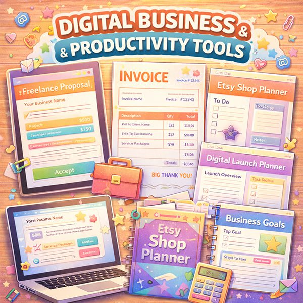 Digital business & productivity tools printables for Etsy