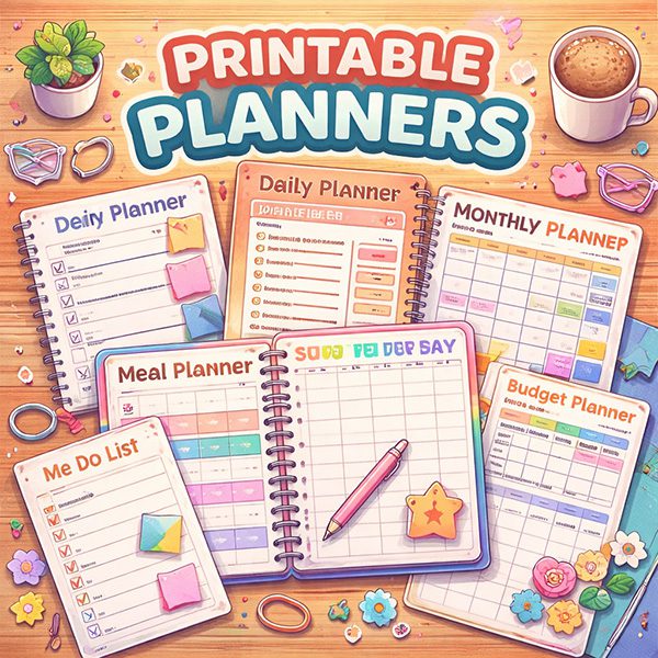 Printable planners & organization tools made using Chat GPT for Etsy